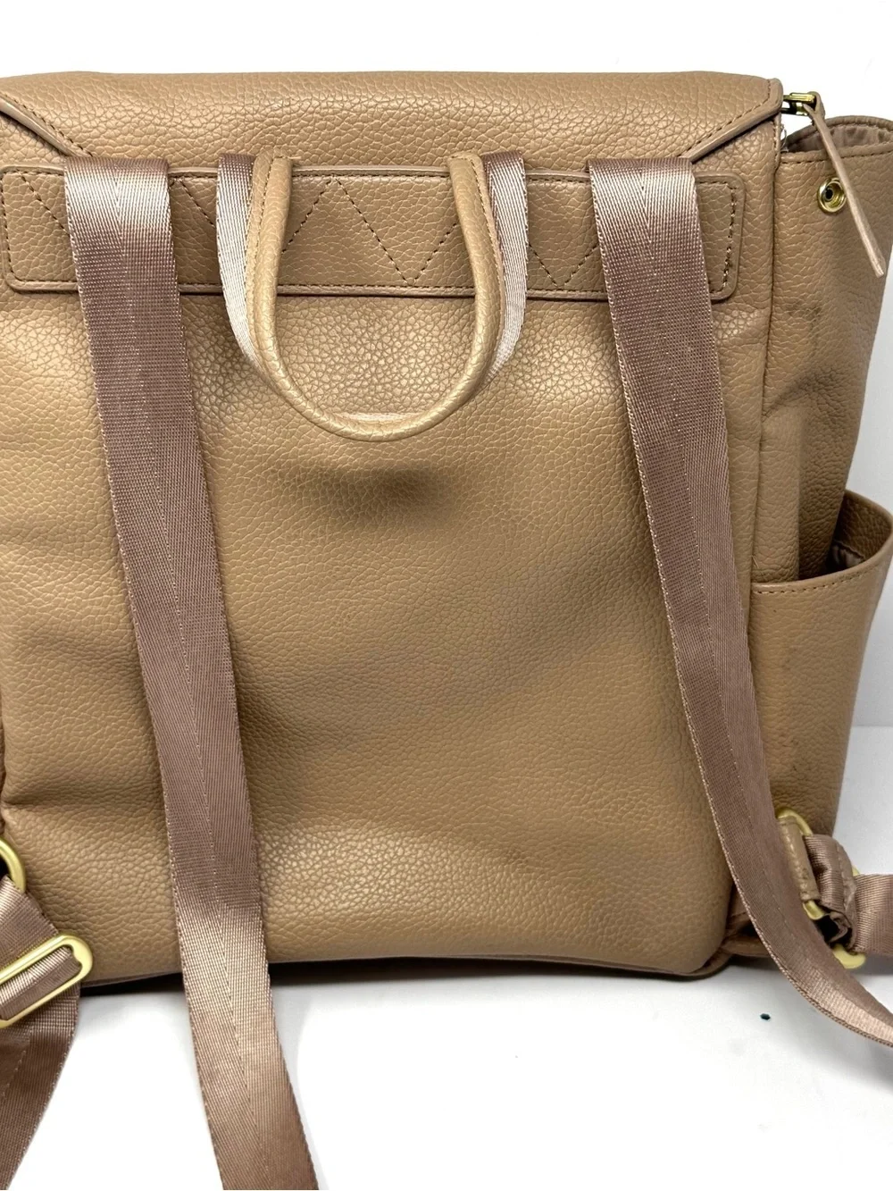 Freshly Picked Classic Diaper Bag Backpack Vegan Leather Nude Beige Large